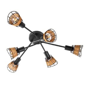 Svítidlo Nino Leuchten černá/přírodní kov/drát/rattan