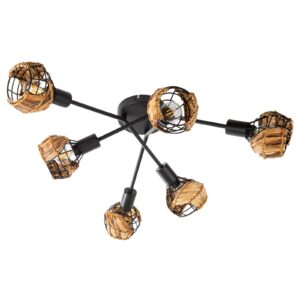 Svítidlo Nino Leuchten černá/přírodní kov/drát/rattan