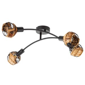 Svítidlo Nino Leuchten černá/přírodní kov/drát/rattan