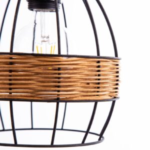 Svítidlo Nino Leuchten černá/světlé dřevo kov/ratan