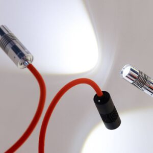 Svítidlo Oligo chrom/červená matná kov/textil/sklo