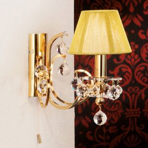Svítidlo Orion zlatá/čirá kov (24 karátů pozlacený)/křišťál/textil/akryl