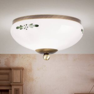 Svítidlo Orion patina/opálový/zelený ocel/mosaz/sklo