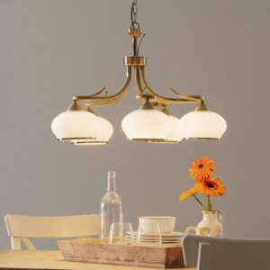 Svítidlo Orion opálová bílá hedvábně matná/starožitná mosaz sklo/kov