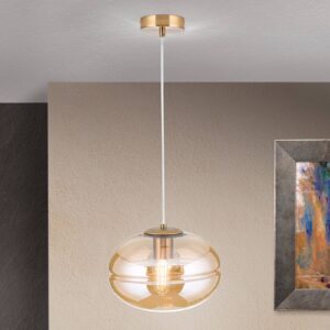 Svítidlo Orion mosaz/jantarová kov/sklo