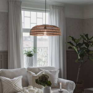 Svítidlo PR Home světlé dřevo/černá ratan/plast