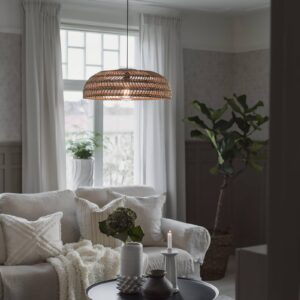 Svítidlo PR Home světlé dřevo/černá ratan/plast