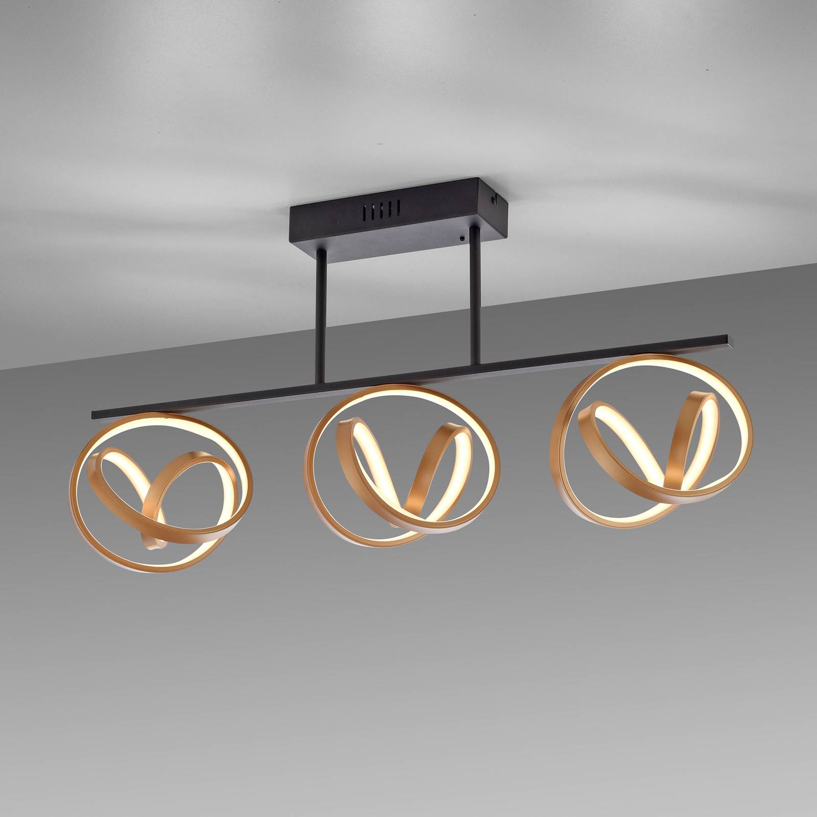 Paul Neuhaus LED stropní světlo Loop, stmívatelné, 3 zdroje, Obývací pokoj / jídelna, plast, hliník, železo, 36W, P: 73 cm, L: 17 cm, K: 36.5cm - Image 3