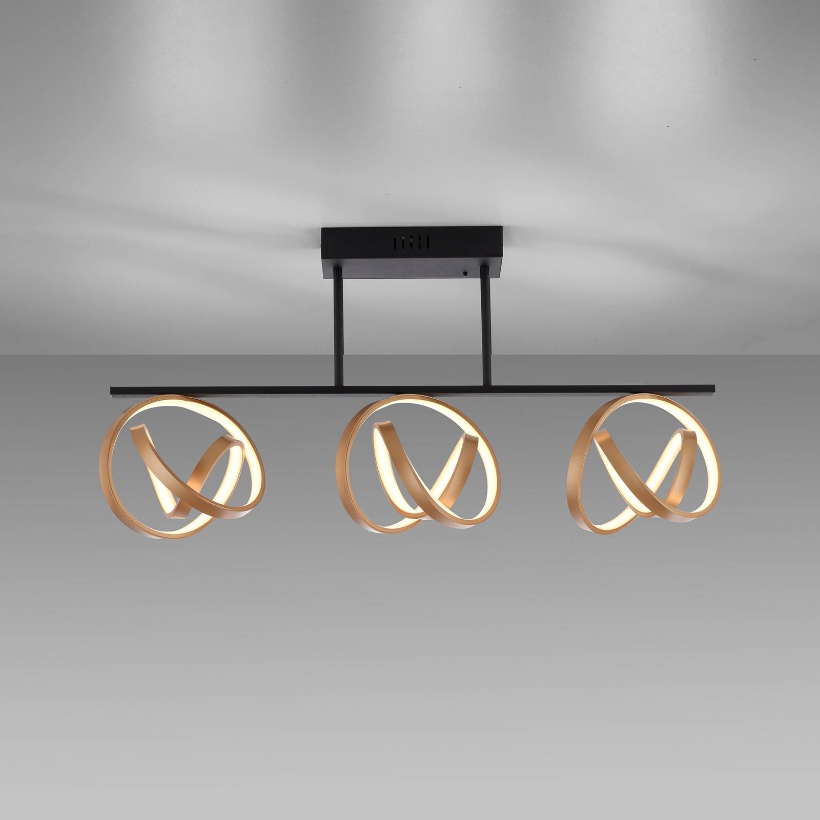 Paul Neuhaus LED stropní světlo Loop, stmívatelné, 3 zdroje, Obývací pokoj / jídelna, plast, hliník, železo, 36W, P: 73 cm, L: 17 cm, K: 36.5cm - Image 4