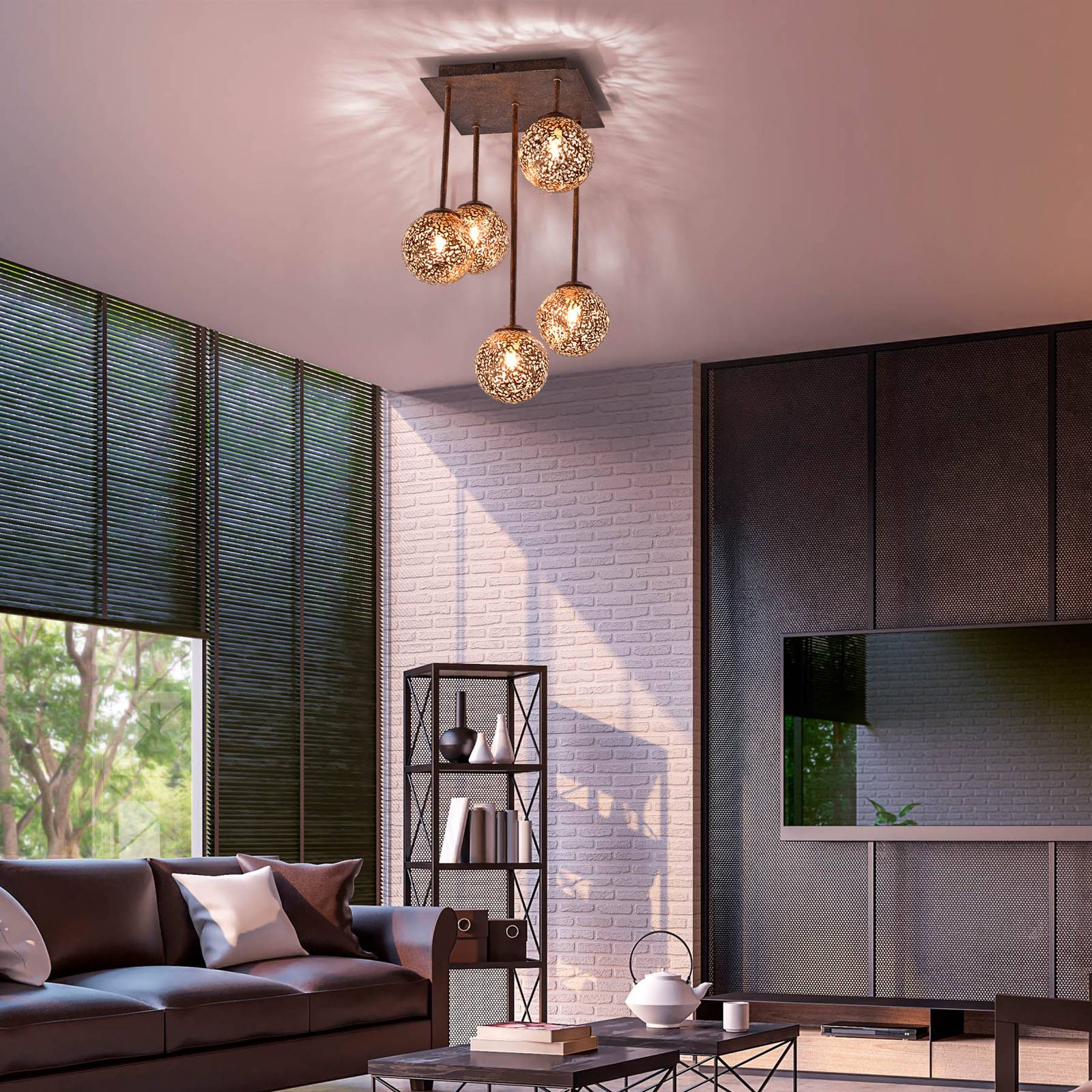 Svítidlo Paul Neuhaus rezavá/zlatá ocel/kov