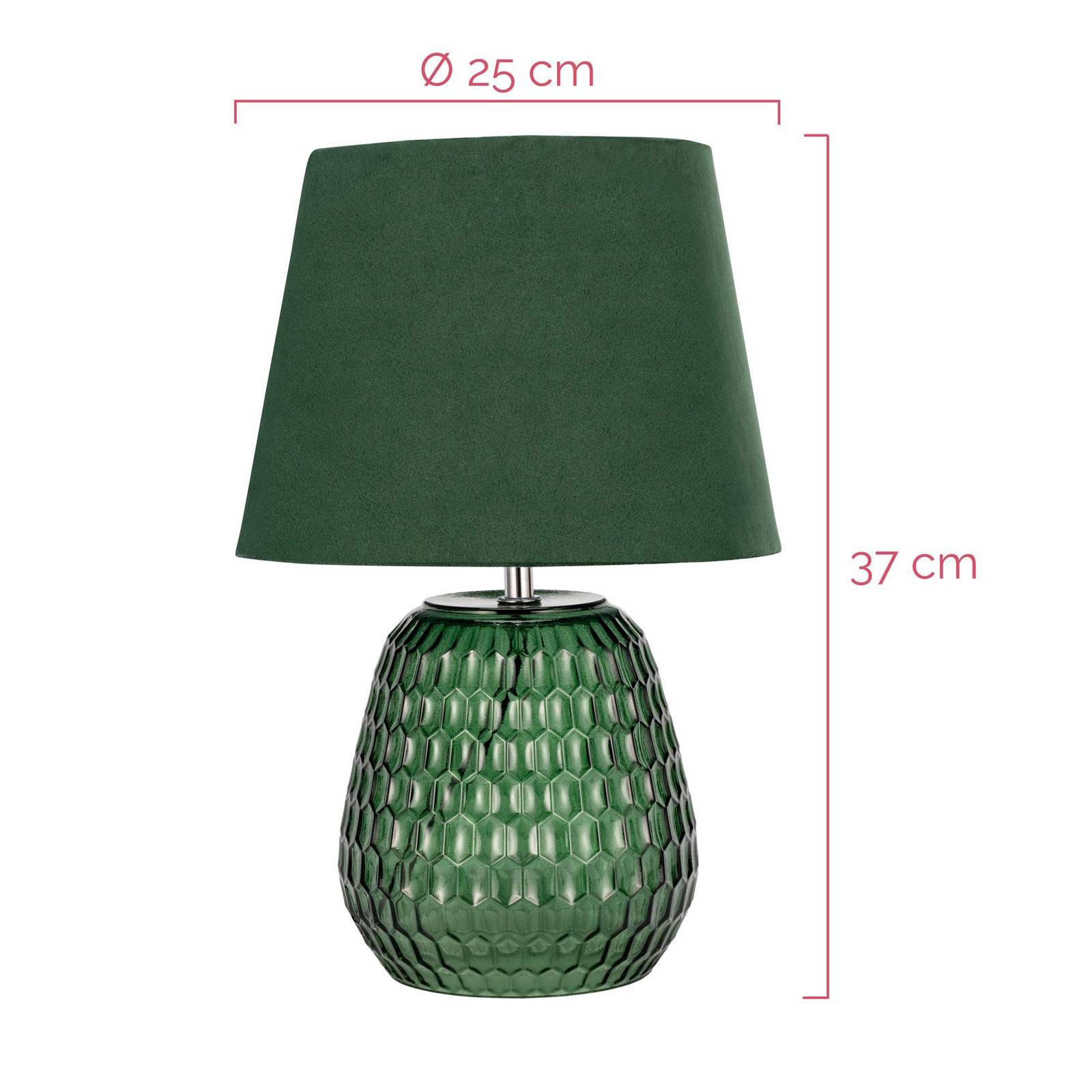 Pauleen Crystal Velours stolní lampa skleněná noha, Obývací pokoj / jídelna, sklo, samet, E14, 40W, K: 37cm - Image 3