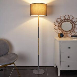 Svítidlo Pauleen šedá/světlé dřevo textil/kov