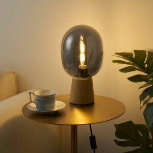 Svítidlo Pauleen tmavé dřevo/kouřově šedá dřevo/sklo