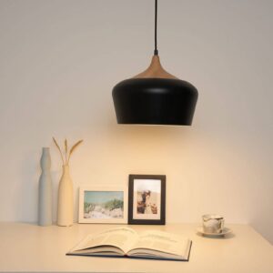 Svítidlo Pauleen černá/světlé dřevo kov/dřevo