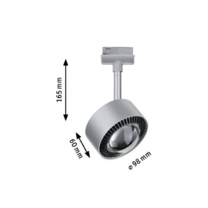 Paulmann LED spot Aldan URail 2 700K chrom matný, Obývací pokoj / jídelna, Kov, plast, 8W, K: 17cm