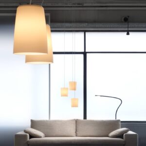 Svítidlo Prandina opálově bílá sklo/hliník