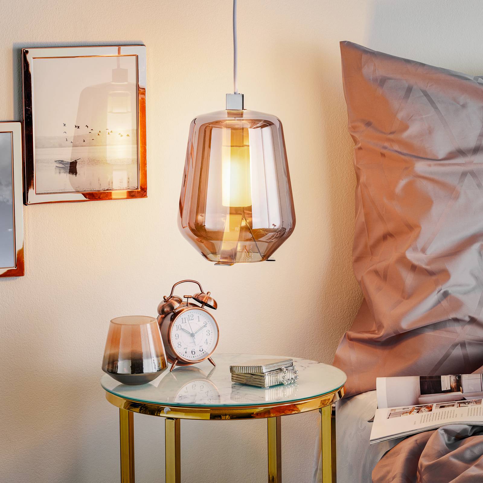 Svítidlo Prandina růžová/chrom sklo/foukané