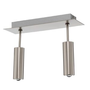 Pujol Iluminación LED nástěnný spot Tub, matný nikl, 2 zdroje, Obývací pokoj / jídelna, ocel, 5W, Energetická třída: F, L: 30 cm, K: 12cm