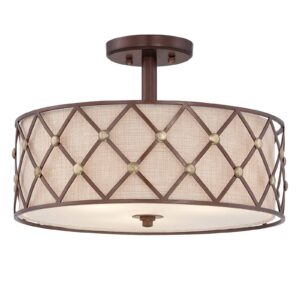 Svítidlo QUOIZEL tmavě hnědá/krémová kov/textil