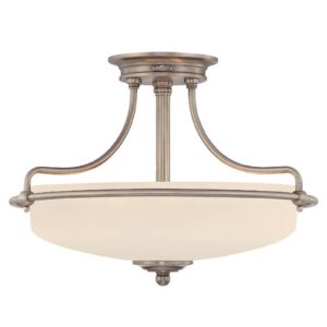 Svítidlo QUOIZEL nikl antický/bílá leptaná kov/sklo