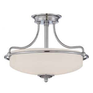 Svítidlo QUOIZEL chrom leštěný/bílá leptaná kov/sklo