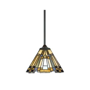 Svítidlo QUOIZEL bronz/krémová/jantar/hnědá/modrá/zelená kov/sklo