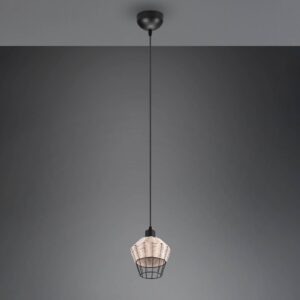 Svítidlo Reality Leuchten černá/světlé dřevo ratan/železo