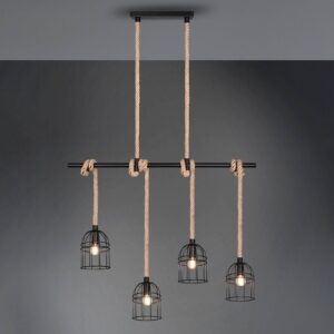 Svítidlo Reality Leuchten černá matná/béžová kov/sisalové lano