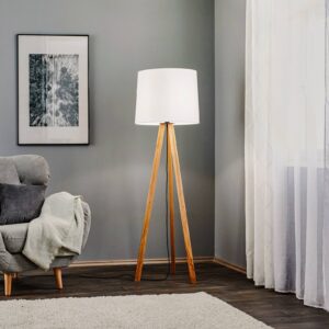 Svítidlo Rothfels dub přírodní/bílá dřevo/chintz/železo/hliník