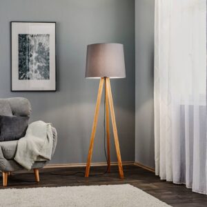 Svítidlo Rothfels dub přírodní/grafit dřevo/chintz/železo/hliník