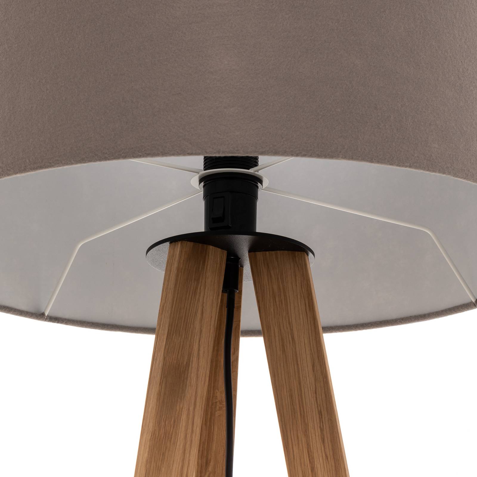 quitani Quitani stojací lampa Alos, dub, šedá plsť, trojnožka, Obývací pokoj / jídelna, Dřevo, plsť, železo, hliník, E27, 15W, K: 158cm - Image 4