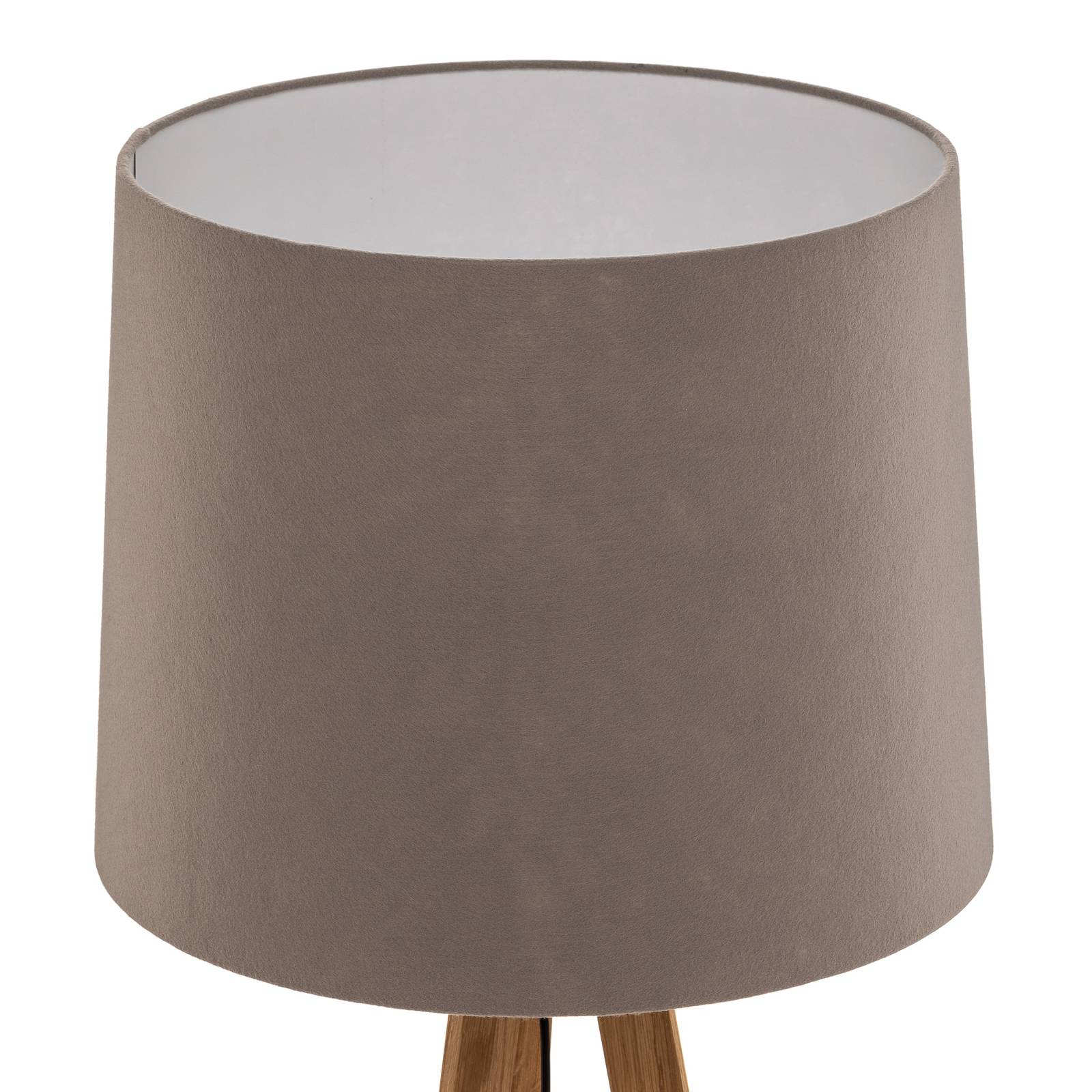 quitani Quitani stojací lampa Alos, dub, šedá plsť, trojnožka, Obývací pokoj / jídelna, Dřevo, plsť, železo, hliník, E27, 15W, K: 158cm - Image 5