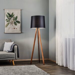 Svítidlo Rothfels ořech/černá dřevo/chintz/železo/hliník