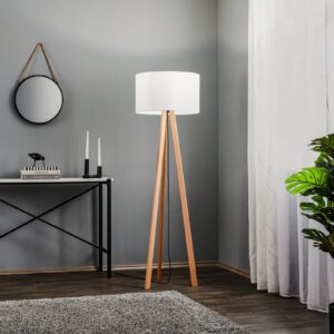 Svítidlo Rothfels buk přírodní/bílá dřevo/chintz/železo/hliník