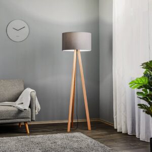 Svítidlo Rothfels buk přírodní/grafit dřevo/chintz/železo/hliník