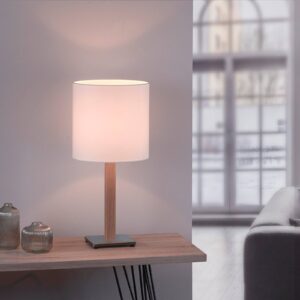 Svítidlo Rothfels bílá/dub přírodní ocel/chintz/dubové dřevo