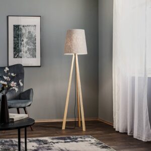 Svítidlo Rothfels přírodní dřevo/šedá dřevo/plsť/železo/hliník