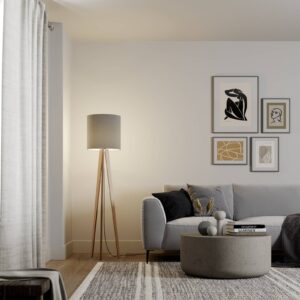 Svítidlo Rothfels přírodní dřevo/šedá vrstvené dřevo/plsť/železo/hliník