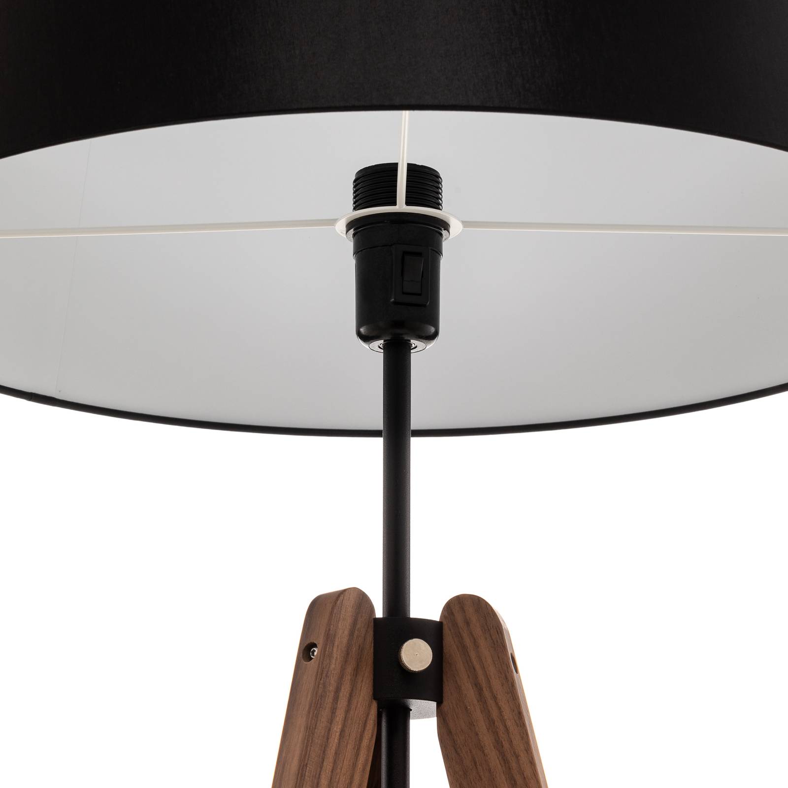 quitani Quitani stojací lampa Reba, trojnožka, chintz, černá, Obývací pokoj / jídelna, Laminátové dřevo, chintz, železo, hliník, E27, 15W, K: 160cm - Image 4