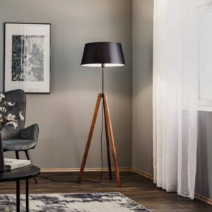 Svítidlo Rothfels ořech/černá vrstvené dřevo/chintz/železo/hliník