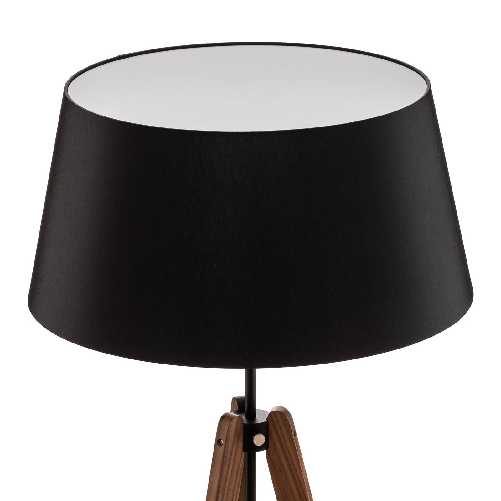 quitani Quitani stojací lampa Reba, trojnožka, chintz, černá, Obývací pokoj / jídelna, Laminátové dřevo, chintz, železo, hliník, E27, 15W, K: 160cm - Image 5