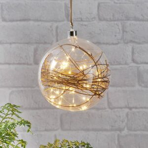 Svítidlo STAR TRADING průhledný/stříbrný/hnědý sklo/kov/textilie/ratan