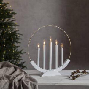 Svítidlo STAR TRADING bílý/zlatý borové dřevo/ocel/mosaz/plast