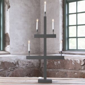 Svítidlo STAR TRADING tmavě šedá dřevo/kov/plast