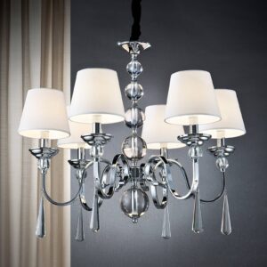 Svítidlo Schuller Valencia chrom/bílá/průhledná kov/křišťál/textil