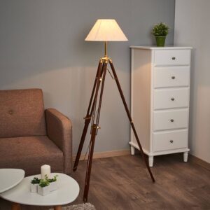 Svítidlo Sea-Club tmavě hnědá/mosaz/bílá dřevo/kov/juta