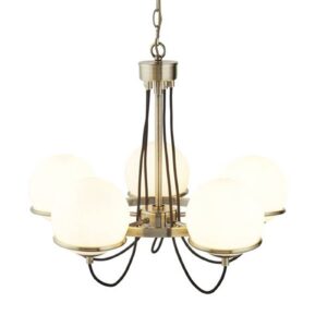 Svítidlo Searchlight antická mosaz/bílá ocel/sklo