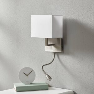 Svítidlo Searchlight stříbrná satinovaná/bílá kov/textil