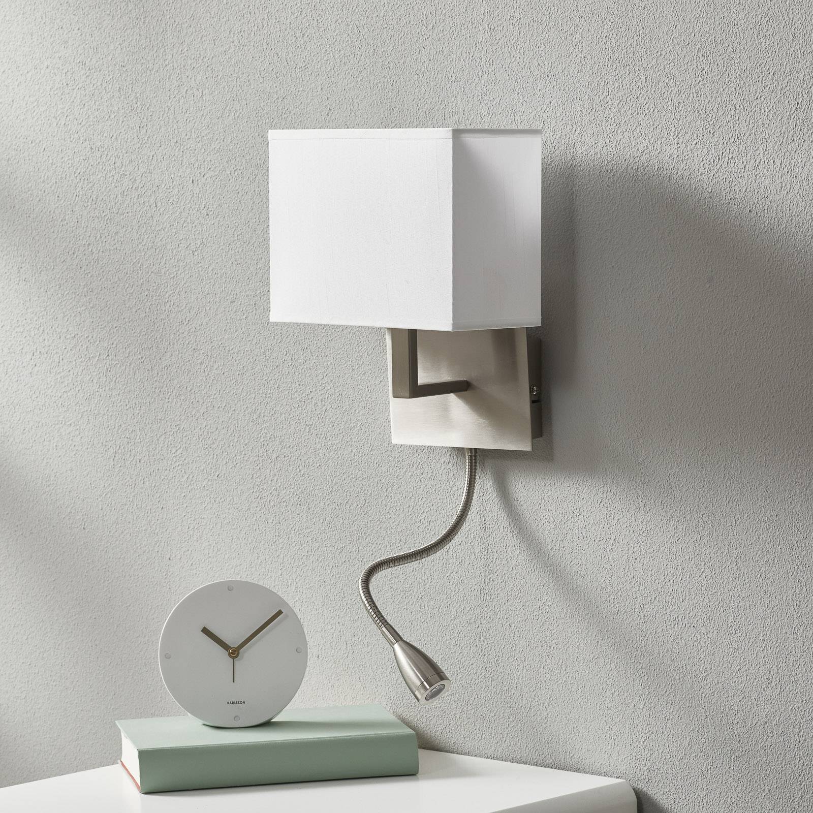 Svítidlo Searchlight stříbrná satinovaná/bílá kov/textil