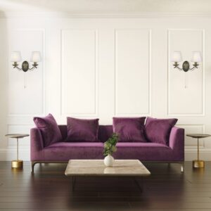 Svítidlo Searchlight antická mosaz/krémová konstrukční ocel/textil